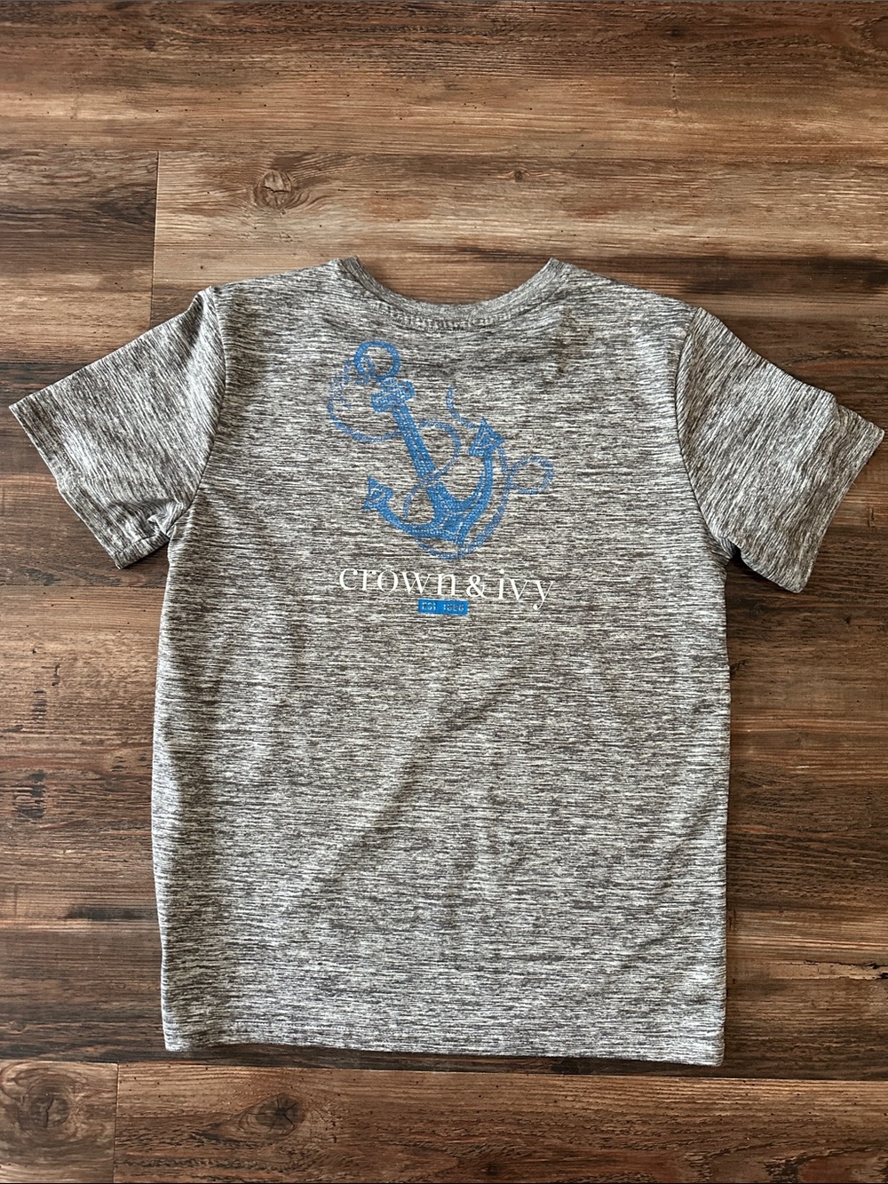 crown & ivy Gray Heather Tee with Blue Anchor Graphic